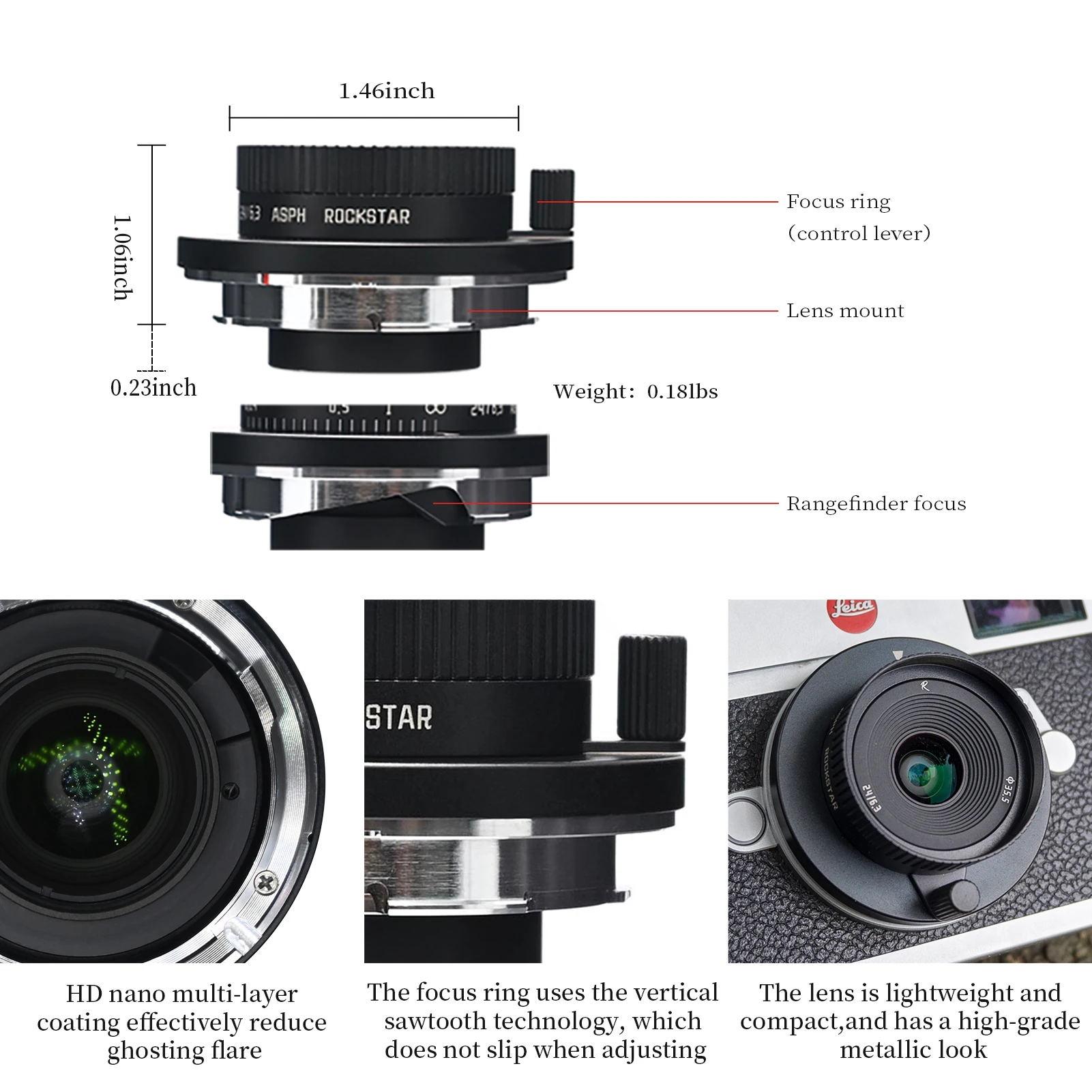 AstrHori 24mm F6.3 Full Frame de Ultra Grande Angular de Grande Apeture Lentes Leica M para montagem da Câmera Leica M6 M8 M9 M10 M11 MP M240 M240P