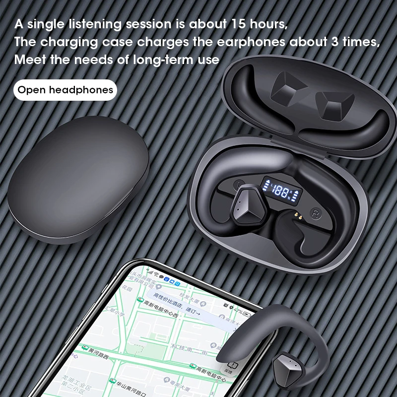 Para Xiaomi Huawei Condução De Ar Fones De Ouvido Bluetooth Redução De Ruído De Esportes Impermeável Sem Fio, Fones De Ouvido Ganchos Fones De Ouvido
