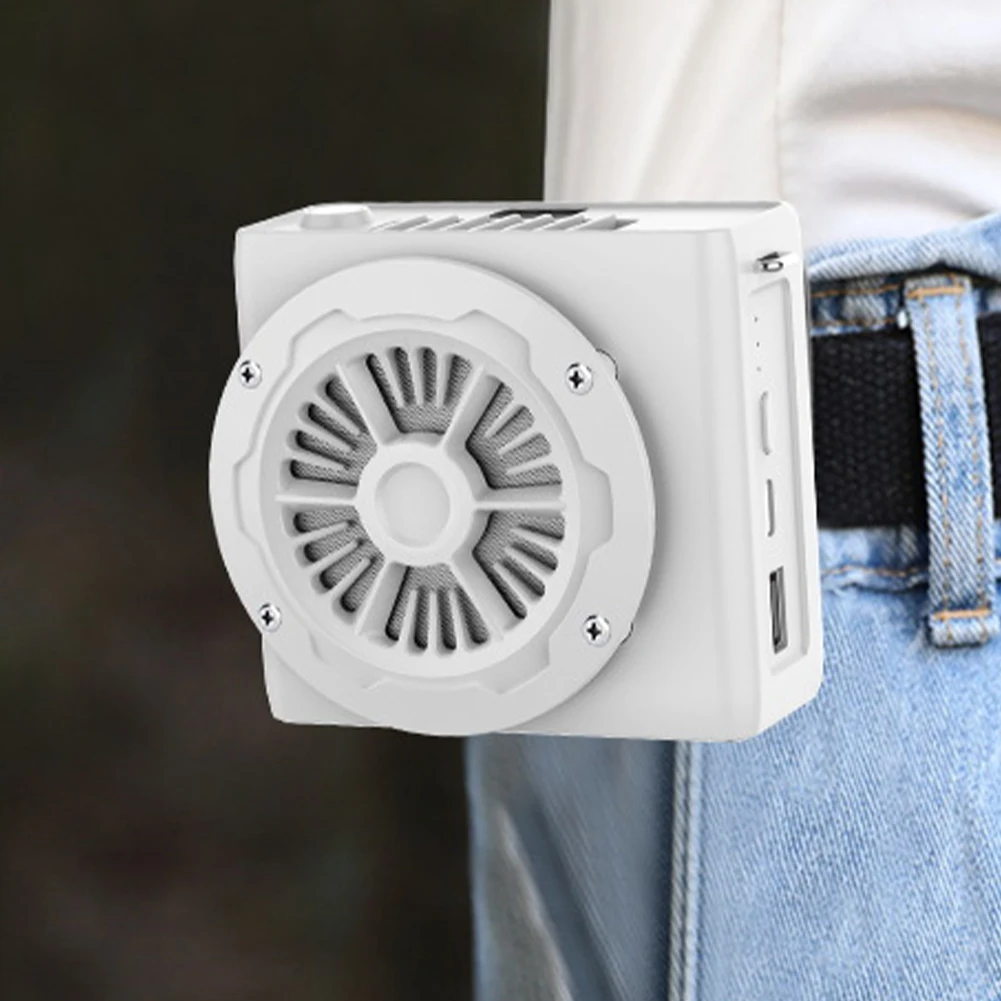 Cintura-montado de Ar Condicionado Ventilador de Potência Display Digital Ventoinha de Arrefecimento Bateria Removível com a Correia de Mão para Camping Pesca