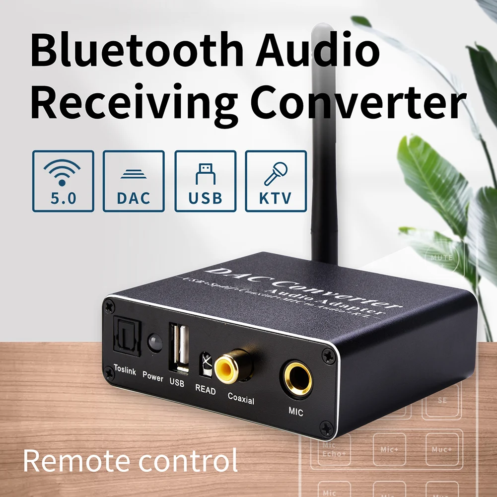 Digital Para Analógico Conversor de Áudio com o 5.0 Compatíveis com Bluetooth, Receptor R/L RCA 3,5 mm AUX Volume Ajustável