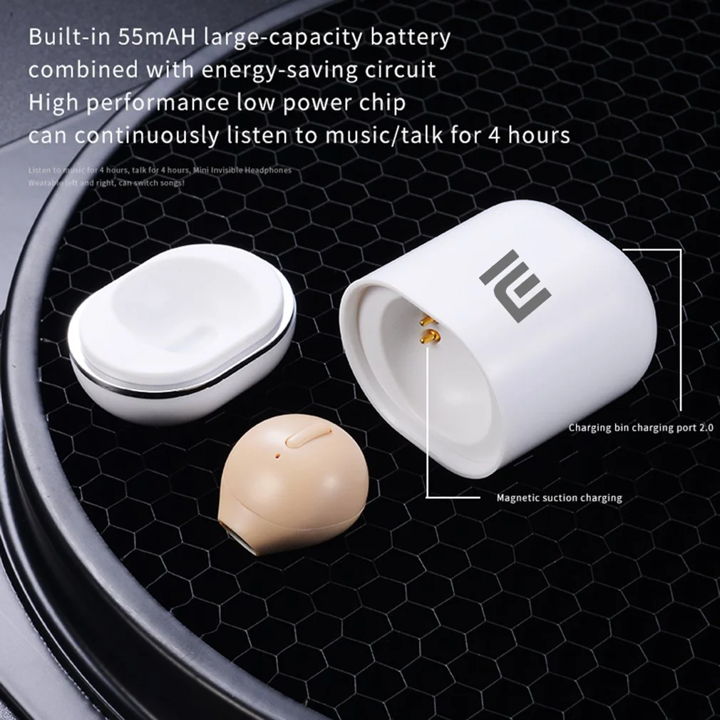 XIAOMI X20 Invisível Fone de ouvido Bluetooth Único-ear Fone de ouvido sem Fio Esportes Mini Fone de ouvido Impermeável Fone de ouvido TWS No Ouvido Fone de ouvido