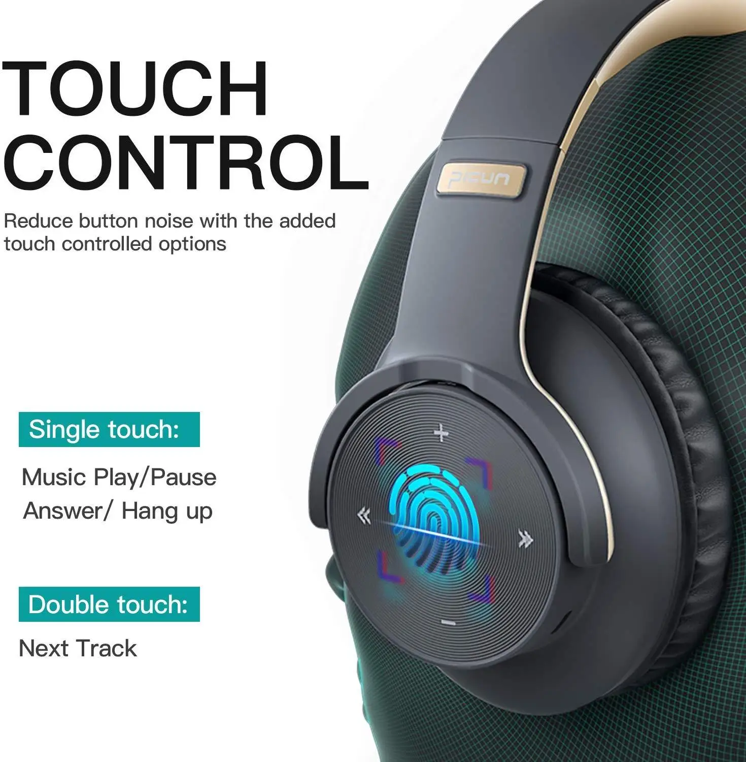 Picun B8 Fones de ouvido sem Fio Bluetooth 5.0 Fone de ouvido 40 H tempo de reprodução de Controle de Toque Através de Ouvido Fone de ouvido com Microfone TF Fone de ouvido Estéreo para