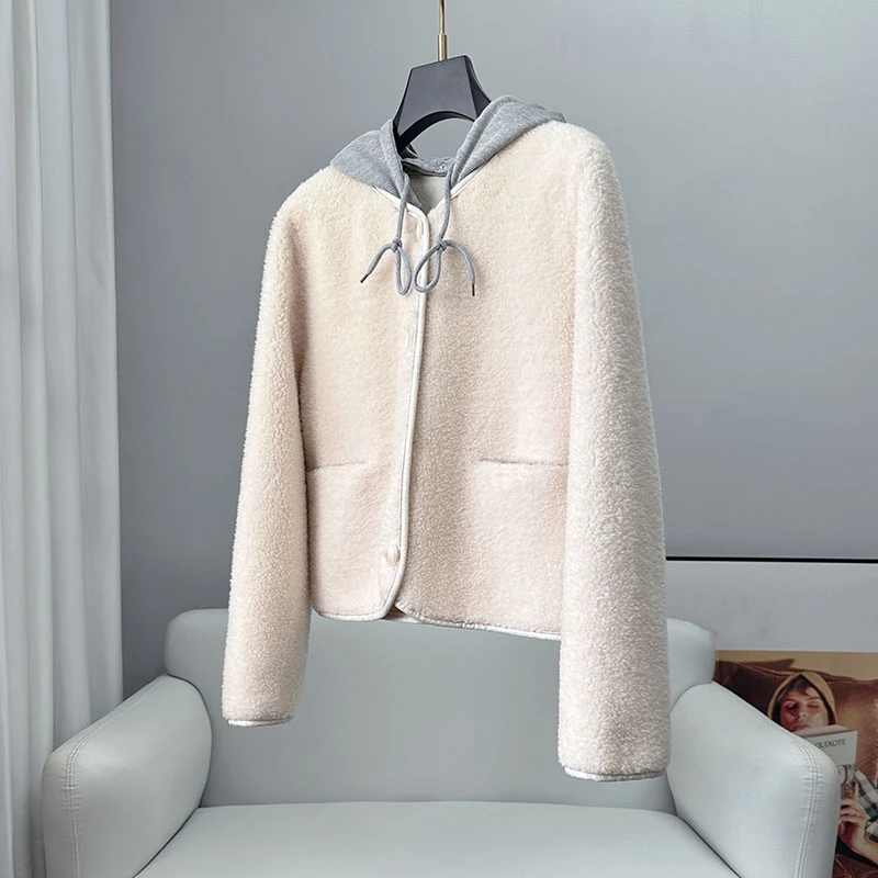 PUDI Novo Design de Moda Real de Lã Casaco de Pele Com Capuz Removível Inverno Quente Mulheres Jaqueta CT329