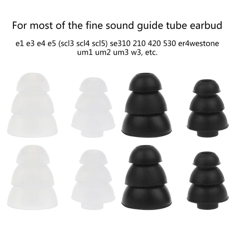 C1FB 2Pair Fone de ouvido Capa de Almofadas de Ouvido Fone de ouvido In-ear Buds Ear Dicas Auricular de Silicone Fone de ouvido Almofada para Shure E3C E3G E4C