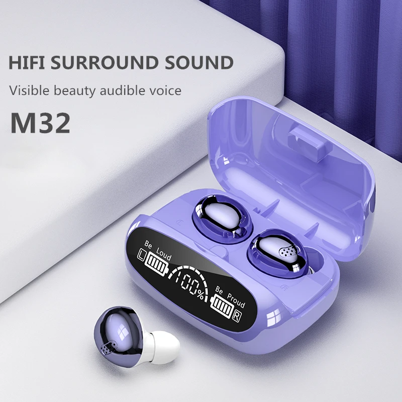 M32 TWS Fones de ouvido sem Fio Fones de ouvido Estéreo Bluetooth Toque de Controle de Redução de Ruído Impermeável Fones de ouvido Fones de ouvido Com Microfone