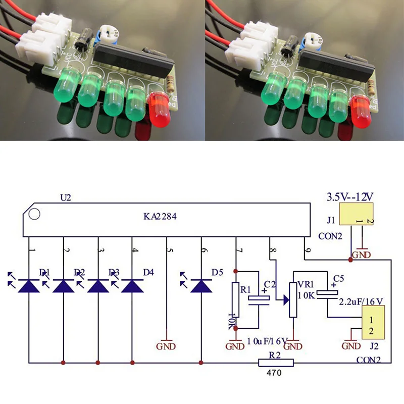 KA2284 DIY Nível de Terno LED Eletrônico 3.5-12V para arduino
