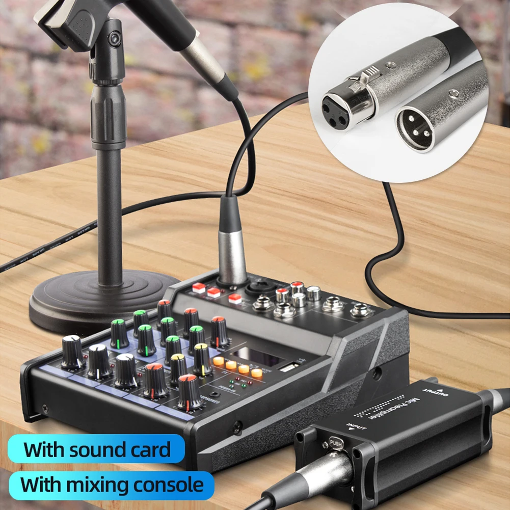 Microfone profissional Pream Portátil do Amplificador de Microfone 20Hz-20kHz Puro Ganho de peso Leve para a Casa de Gravação Livestream