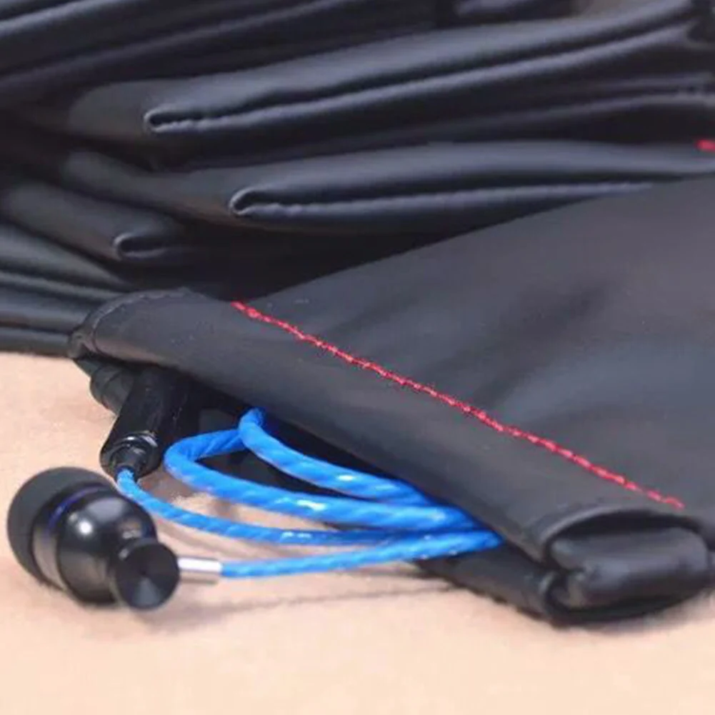3pcs Para Moedas, Chaves de Jóias Brincos de Viagem de Proteção Com a pressão da Mola de Fechamento de Fone de ouvido Bolsa de Drives Flash USB PU Couro Bolsa