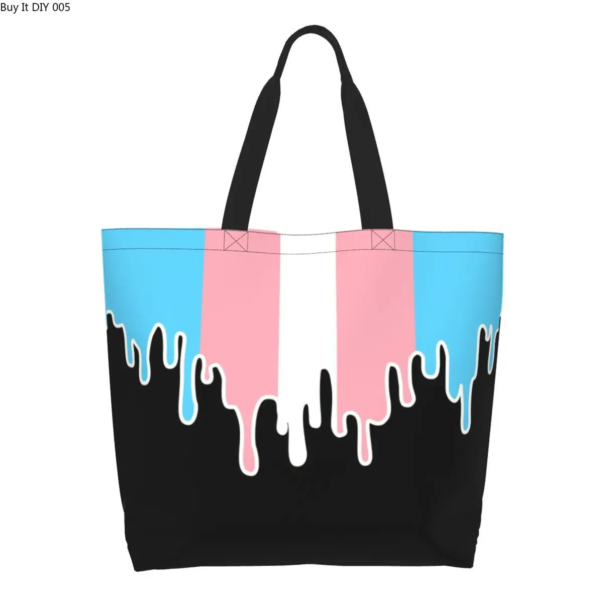 Reciclagem de Trans Bandeira do Orgulho de Gotejamento de Compras das Mulheres do Saco de Ombro Sacola de Lona Lavável Transexuais LGBT Shopper Mercearia Sacos