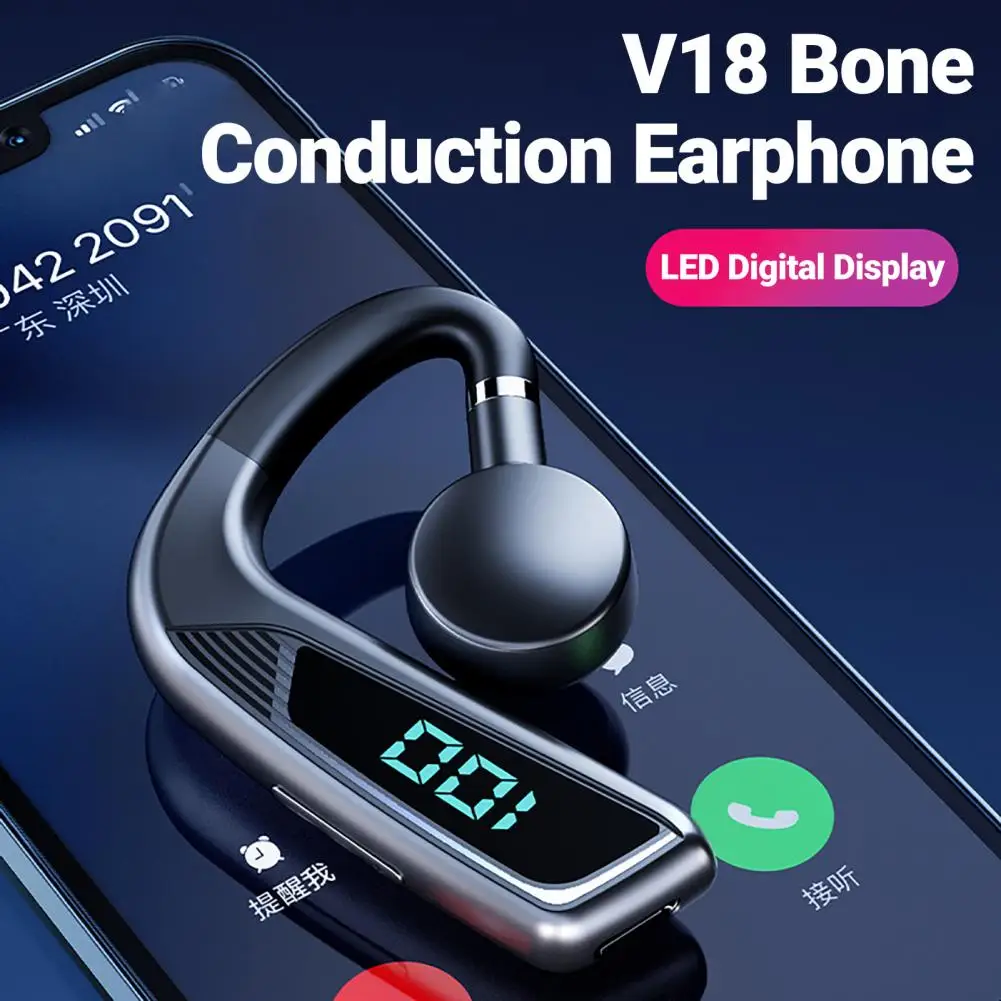 Conveniente compatíveis com Bluetooth, Fone de ouvido LED Display Digital do Não-deslizamento Leve compatíveis com Bluetooth, Fone de ouvido para Viagens