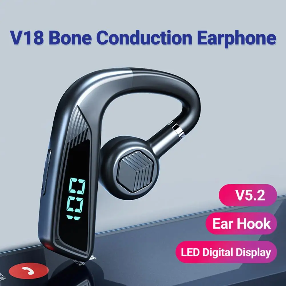 Conveniente compatíveis com Bluetooth, Fone de ouvido LED Display Digital do Não-deslizamento Leve compatíveis com Bluetooth, Fone de ouvido para Viagens