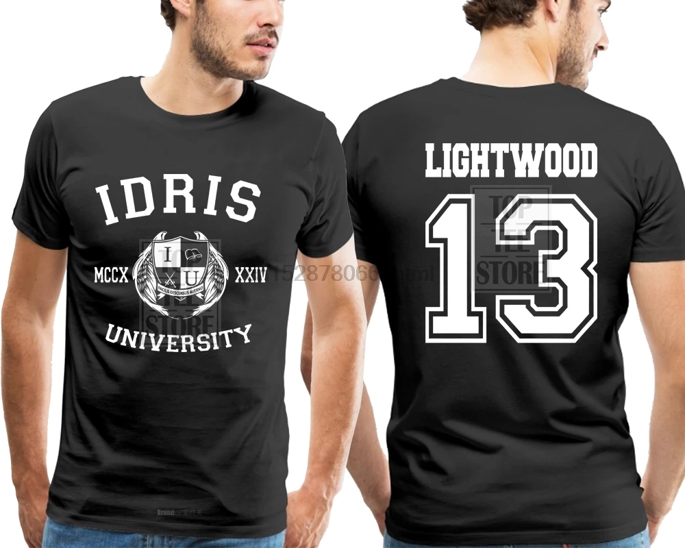 Idris Universidade Shadowhunters T-Shirt dos Homens Lightwood 13 Herondale 91 Lightwood 89 Impressão de Curtas Tee Nós Plus Size S 3Xl