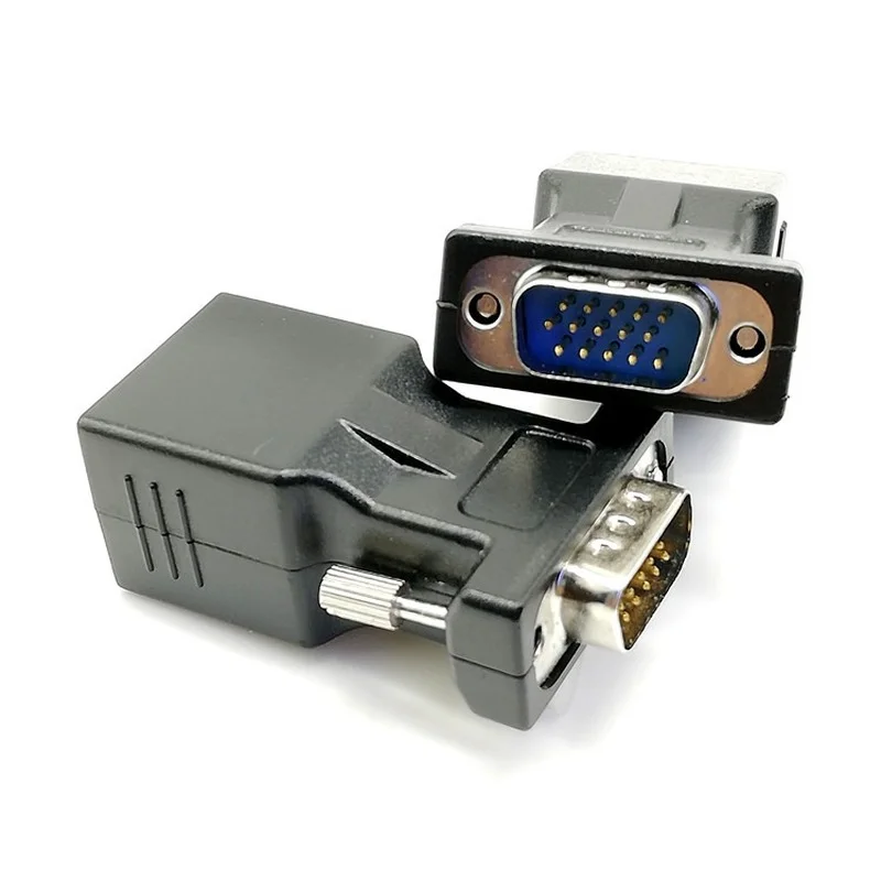 De 15 pinos VGA Fêmea RJ-45 Fêmea Conector de Placa VGA RGB HDB Extensor De LAN CAT5, CAT6 de Rede RJ45 Cabo de Ethernet Adaptador de