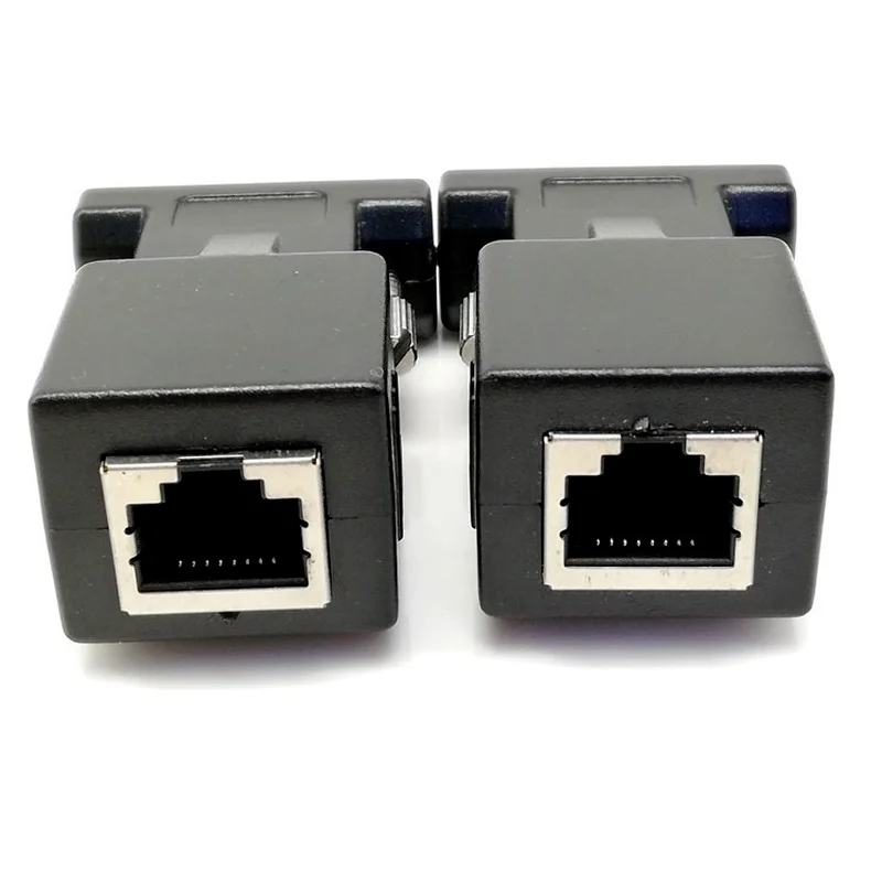 De 15 pinos VGA Fêmea RJ-45 Fêmea Conector de Placa VGA RGB HDB Extensor De LAN CAT5, CAT6 de Rede RJ45 Cabo de Ethernet Adaptador de