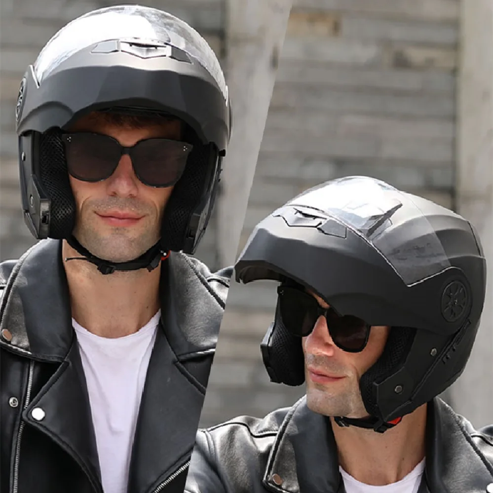 Modular Lente Dupla De Moto Capacete De Segurança No Downhill, Inverter-Se Capacetes Profissional De Corrida De Motocross Facial Casco Moto