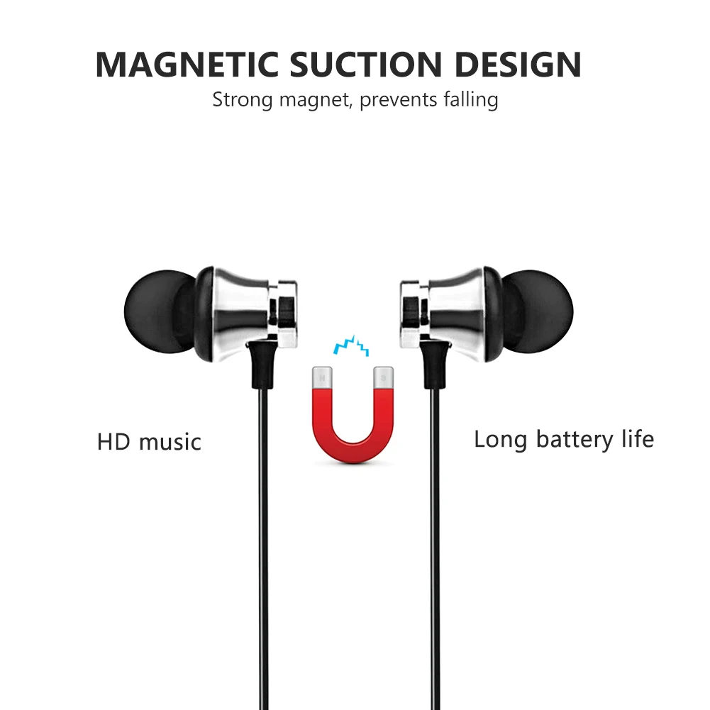 Compatível com Bluetooth Fones de ouvido Decote sem Fio Bluetooth compatível com Fones de ouvido Estéreo de Esportes Magnético Fones de ouvido Com Microfone