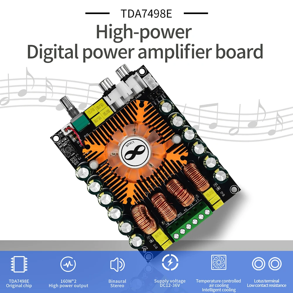 TDA7498E Digital Mono Amplificador de Placa 2*160W Classe D de Alta Potência de som hi-fi Amplificador de Áudio com Suporte 2.0 Canal BTL 220W 12V-36V