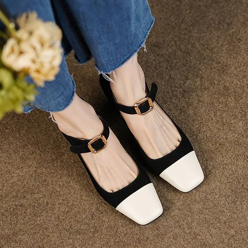 Mulher Branca Toe Salto Alto Cinto de Mary Janes Sapatos Vintage Bombas manta de Retalhos de Couro, Sapatos de Fivela de Cinta Zapatos Mujer
