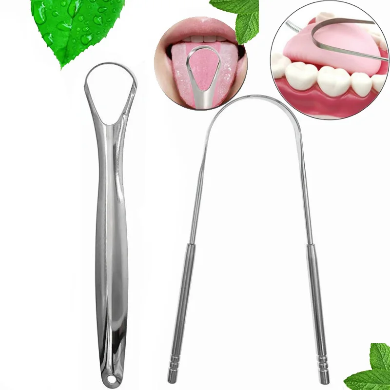 3Pcs Raspador de Língua Limpador de para Adultos Grau Cirúrgico, Elimina o Mau Hálito de Metal de Aço Inoxidável Língua Scarper Escova Dental Kit