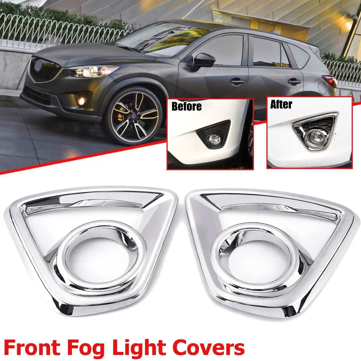 Pára-choques luz de Nevoeiro Chrome Enfeite Para o Mazda Cx-5 Cx5 2013 2014 2015 2016 Traseira do Carro Luzes de Abajur Moldura Guarnição Tampa Estilo
