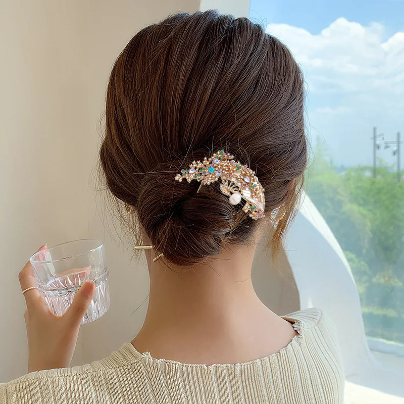 Mulheres Retro Chinês Tradicional Casamento Floral Vara Do Cabelo Pauzinhos Headwear Forma De U Hairstick Jóias De Pérolas Gancho