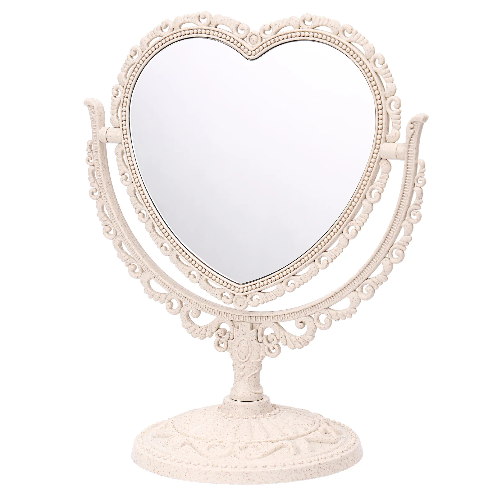 1pc em Forma de Coração Espelho da Vaidade de Mesa Dupla Face do Espelho Giratório Espelho de maquilhagem Secretária de Espelho