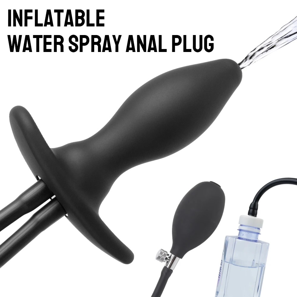 Plug Anal inflável Massageador de Próstata Brinquedos Sexuais Para Mulheres, Homens Spray de Água Plug anal Dilatador Anal Enema de Limpeza 3 EM 1