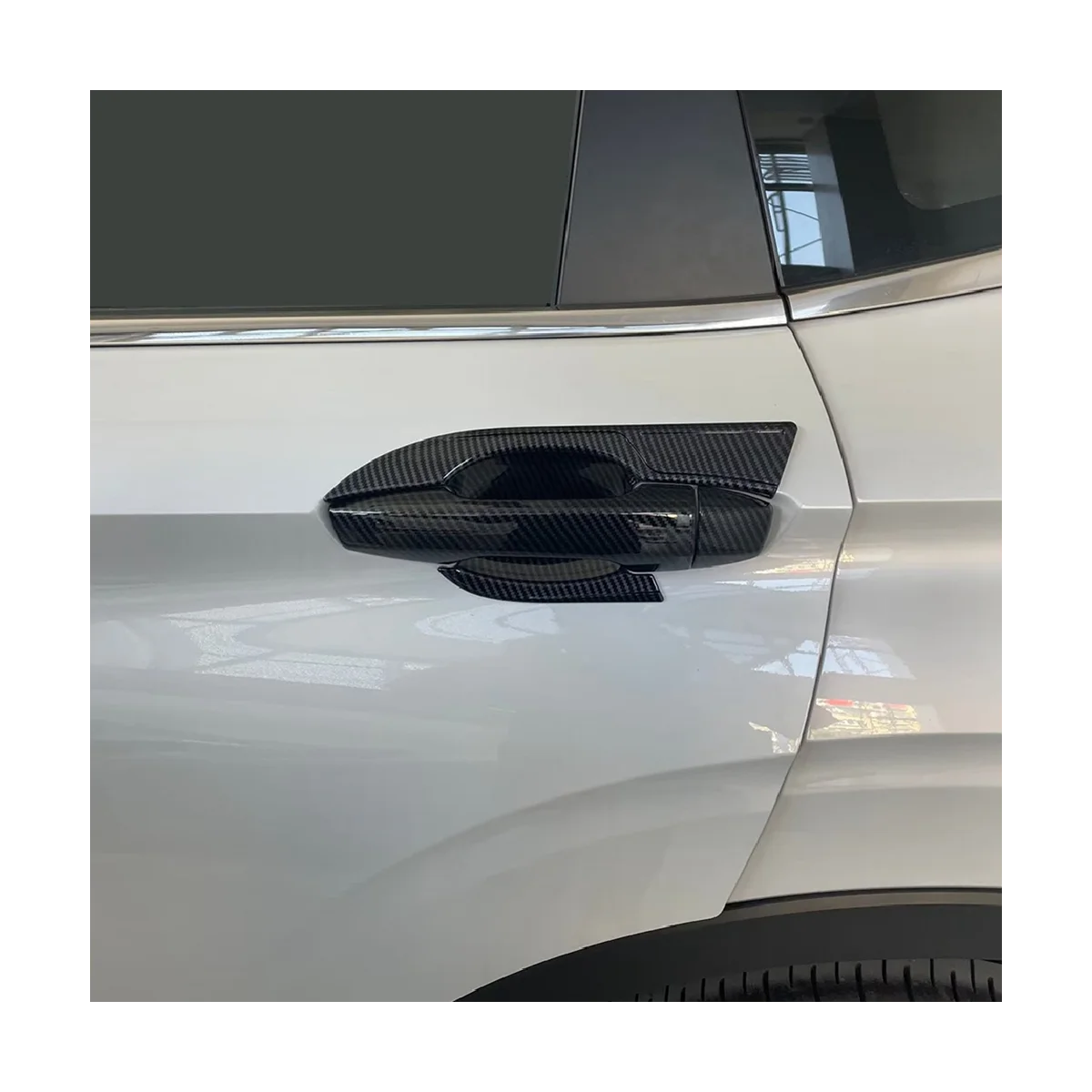 Carro de Fibra de Carbono, ABS Porta Externa Tigela Guarnição, Tampa Protetora do Adesivo para Mitsubishi Outlander 2022-2023