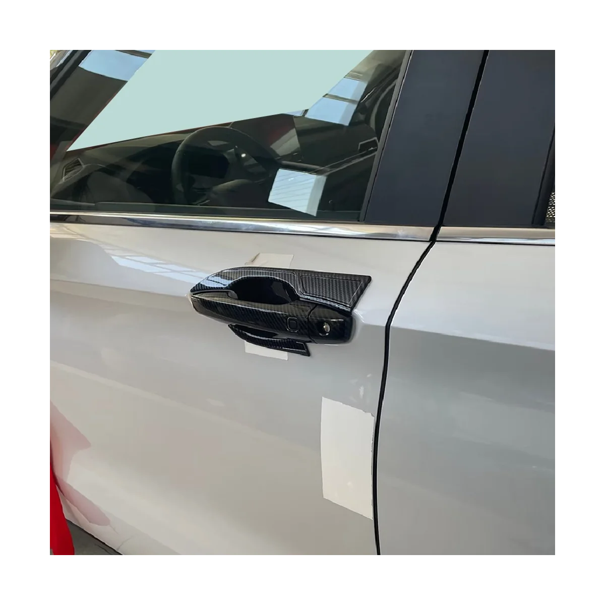 Carro de Fibra de Carbono, ABS Porta Externa Tigela Guarnição, Tampa Protetora do Adesivo para Mitsubishi Outlander 2022-2023