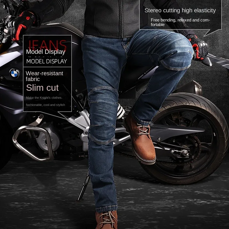 Moto Calças Quatro Estações Moto Moto Anti Queda Calças de Homens a Cavalo Jeans Elasticidade Moto Peças