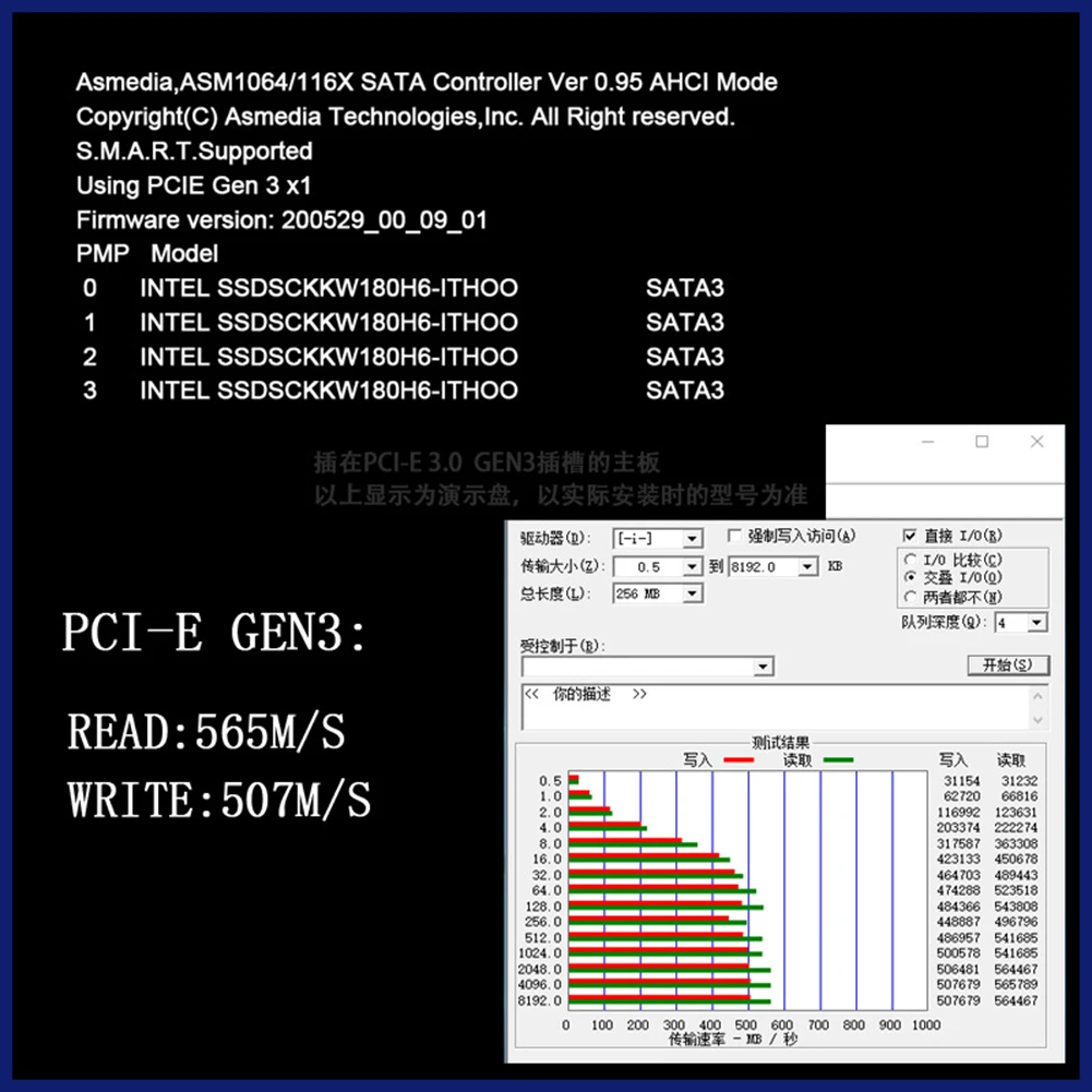4 portas Placa PCIe SATA III 6Gbps SATA 3.0 PCI Express 1X Adaptador com Suporte