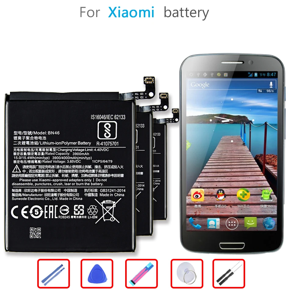 Substituição 4000mAh BN46 BN 46 Bateria Para Xiaomi Redmi 7 Note8 Nota 8, 8T Bateria do Telefone Bateria Batterie AKKU Ferramentas Gratuitas