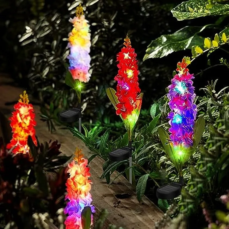 2Pcs luz Solar ao ar livre Violeta Flor Impermeável LED Alimentado Paisagem Com Painel Para o Pátio Pátio Villa Jardim Gramado Decoração de Lâmpadas