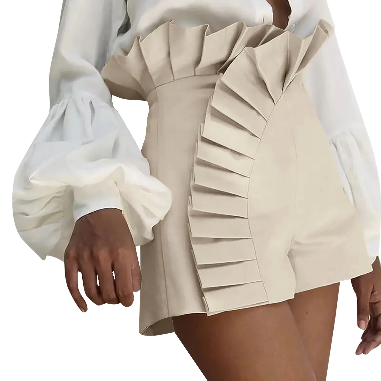 2023 Nova Moda de Vestido das Mulheres de Baixo Plissado Bainha de Saia Ruched Cintura Alta Shorts Elegantes Verão Casual de Vestuário Feminino Vestido