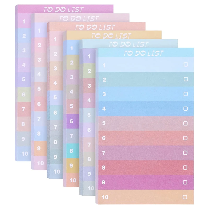 60sheets Cor do arco-íris Para Fazer a Lista do bloco de notas Memorando Escrito Pad Lembrete Diário Planejador de Notebook Lista de Planejamento Para o Home Office Escola
