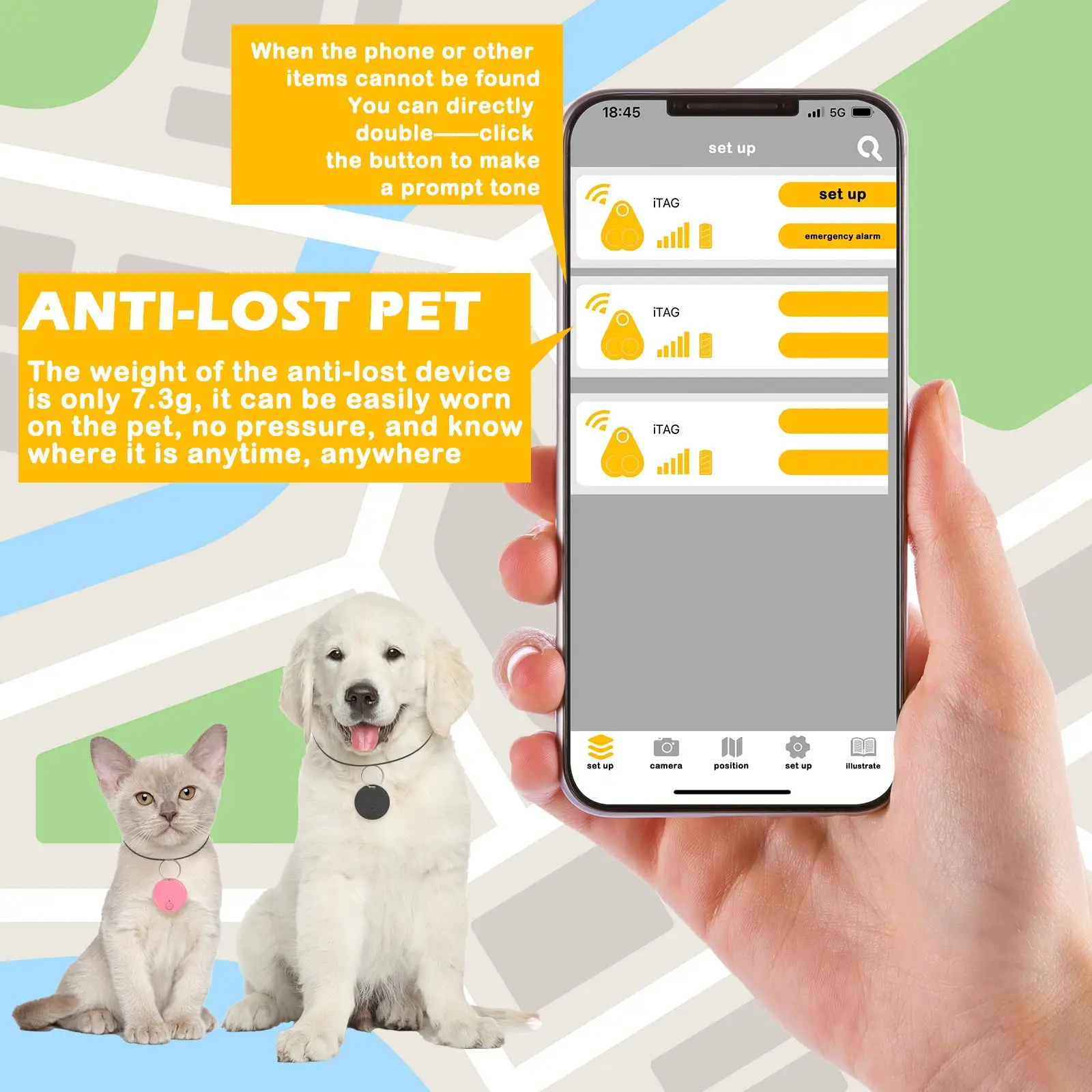 Mini Rastreador GPS Bluetooth Anti-Dispositivo Perdido animal de Estimação Portátil Crianças Carteira de Rastreamento para IOS/ Android Smart Finder Localizador de Acessórios