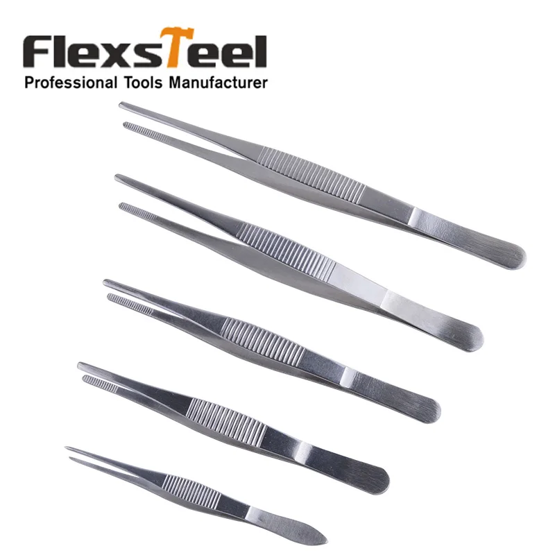Flexsteel 5pcs/set de Aço Inoxidável Electrónica de Pinça Conjunto de 10/12.5/14/16/18cm Jewery Dental Precisão Longa Reta Pinça