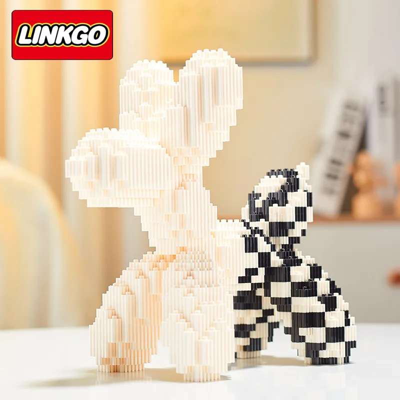 Linkgo Balão de Cão Micro Blocos de Construção DIY Montado Colorido Cão Conexão Mini Tijolo Figuras de Brinquedo Para a Decoração Home