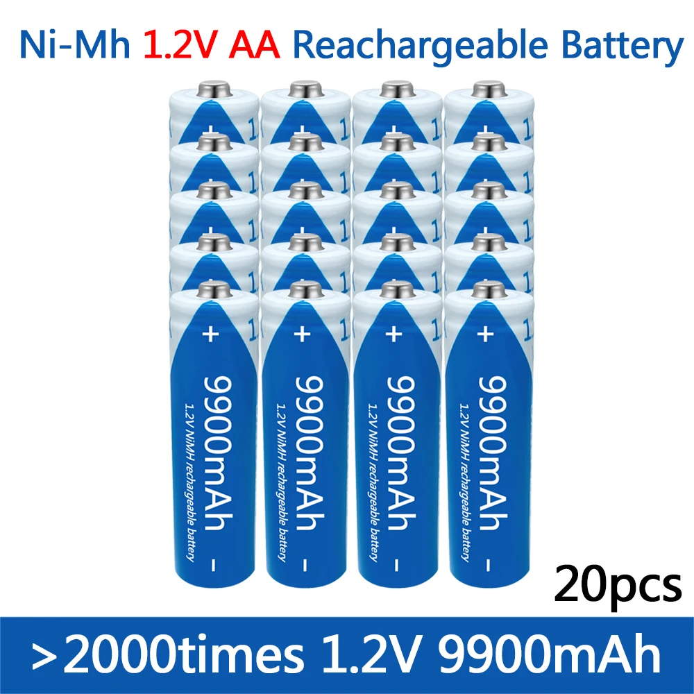 Bateria AA de 1.2 V Bateria recarregável de NIMH de alta capacidade 9900mAh Bateria recarregável para brinquedos de controle Remoto de mouse