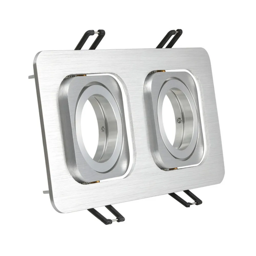 Cabeças de casal Projector do Quadro de Alumínio, Luz de Teto de Montagem Quadrado Branco Prata GU10 MR16 Rebaixada Fixa emissor de luz Downlight
