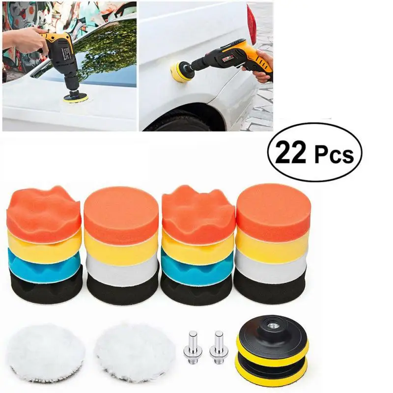 Conjunto de 3 Polegadas Discos de Lixar & Esponja Almofadas de Polimento Kit de 75mm Placa de Apoio de Lã Buffer Pads para o Carro do Lixamento, Polimento Depilação