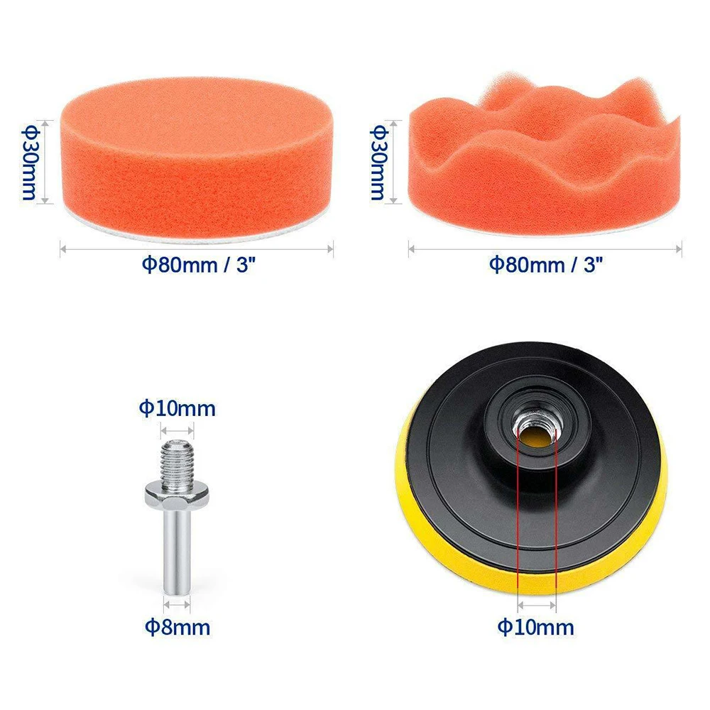 Conjunto de 3 Polegadas Discos de Lixar & Esponja Almofadas de Polimento Kit de 75mm Placa de Apoio de Lã Buffer Pads para o Carro do Lixamento, Polimento Depilação