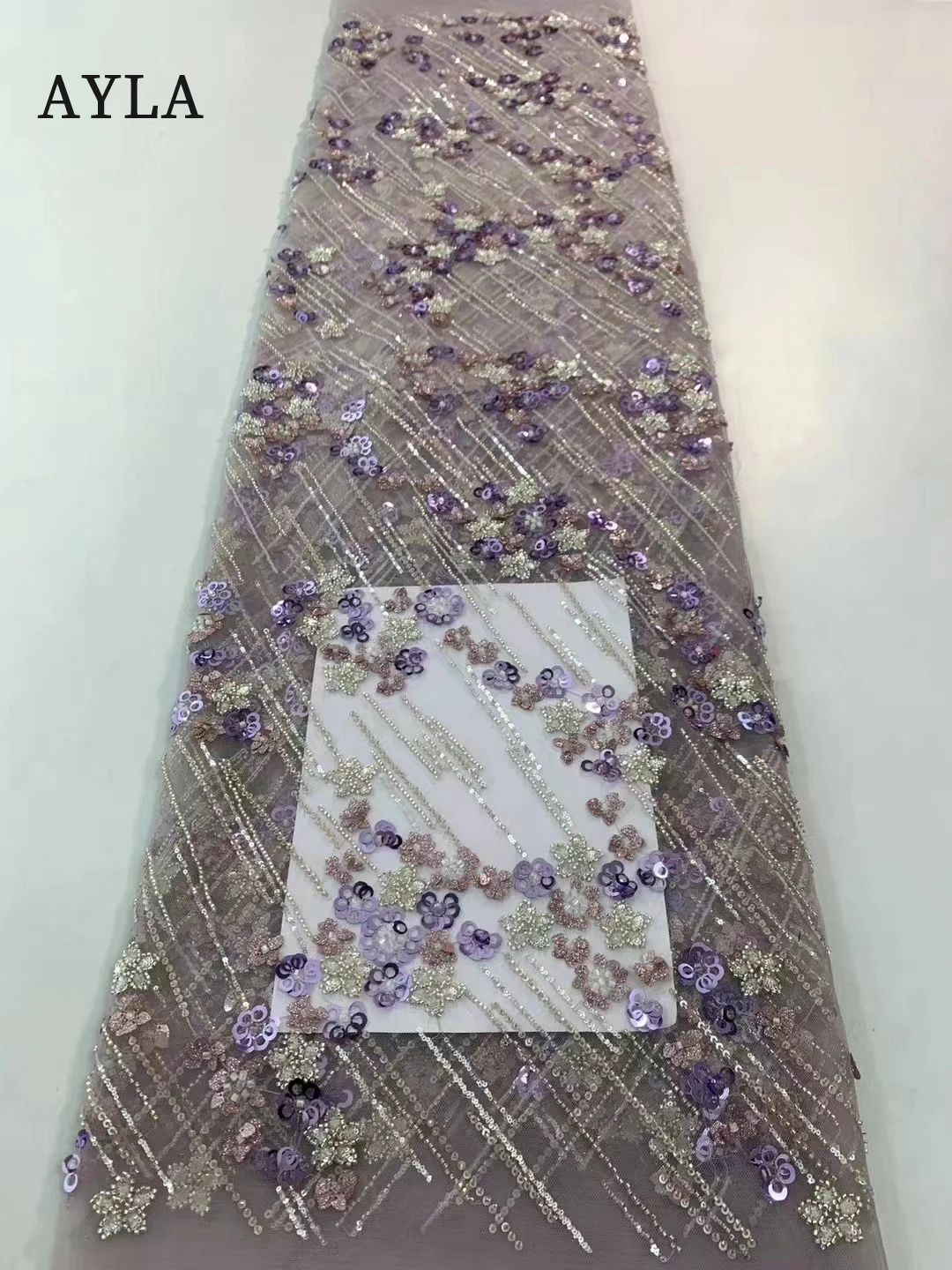 Mais recente Material da África do Laço de Tecido de Alta Qualidade 2023 Bordado em Tule de Malha de Tecido de Lantejoulas Frisado Tecido para Vestidos de Festa de Costura