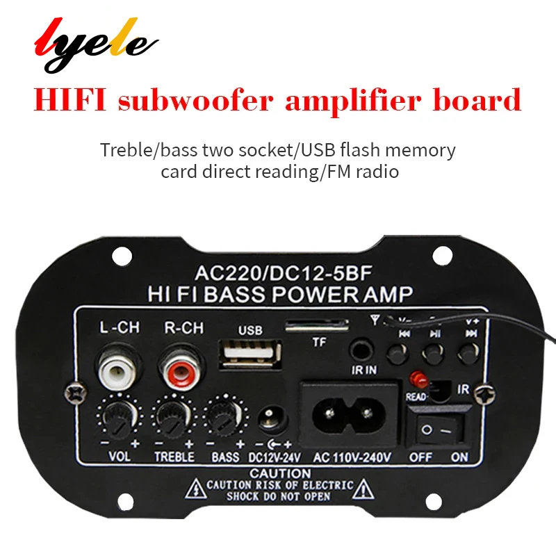 LYELE Amplificador Digital de Bordo 25-30W de Áudio Bluetooth Amplificador DIY USB Rádio FM TF Leitor de Subwoofer 110V 220V