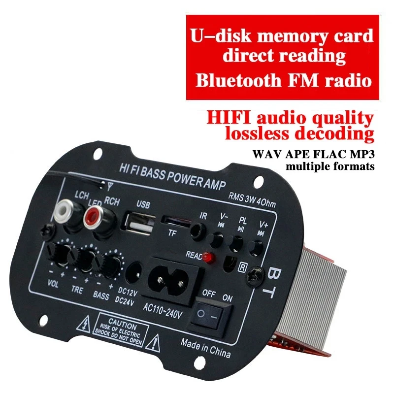 LYELE Amplificador Digital de Bordo 25-30W de Áudio Bluetooth Amplificador DIY USB Rádio FM TF Leitor de Subwoofer 110V 220V