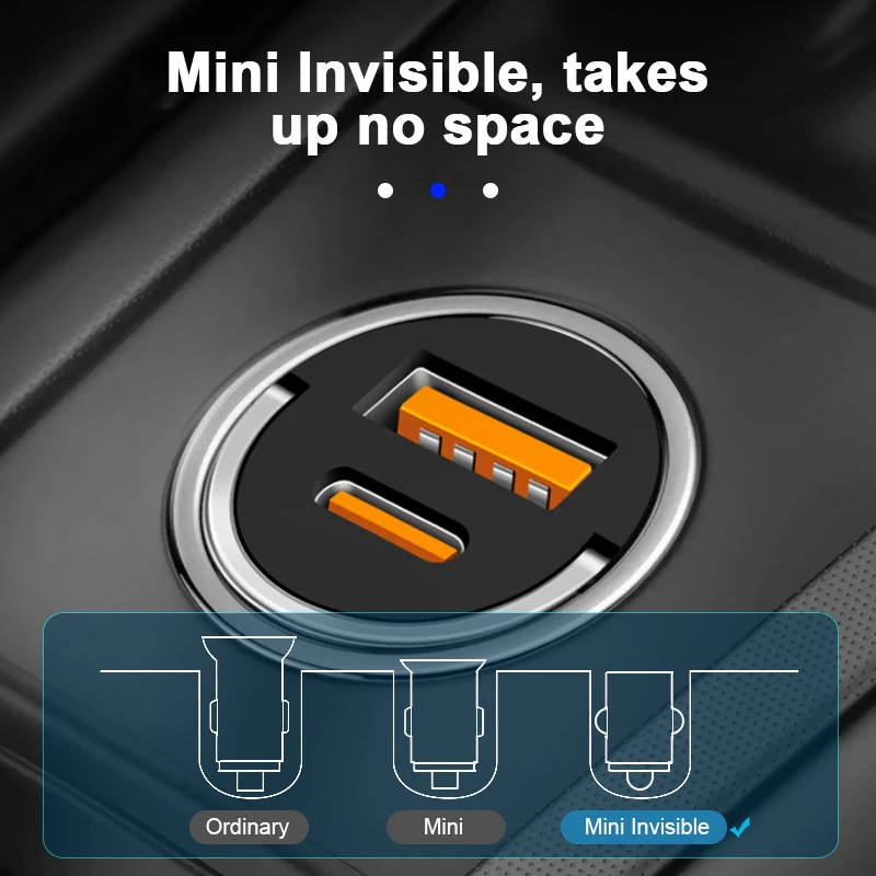 SEAMETAL Carregador do Carro 12V USB Automático de Carregamento de telefones Mini Carregador de Isqueiro USB Tipo-C de Carregamento Rápido Para a Câmera DVR Telefone