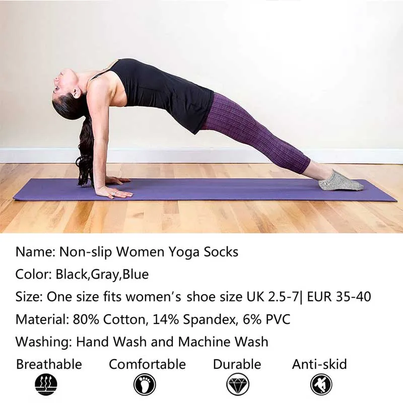 1Pair antiderrapante, Yoga Pilates Meias de Ginásio de Dança Barre Mulher Meias Cheia de Dedo do pé Tornozelo Prevenção de Queda de Esportes Aperto de Meias