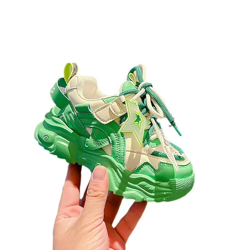 Moda Infantil Tênis Thicked Sola Macia Crianças Sapatos De Desporto Formadores De Meninas 2023 Velho Pai Sapato Casual Menino Andando Sapatos De Criança