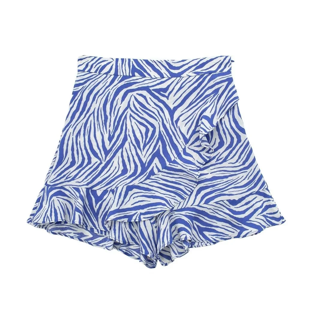 2023 Bolinhas Shorts para as Mulheres Imprimir Plissado Saia Shorts de Mulheres Alta do Verão Shorts de Cintura Mulheres Skort Bermuda Shorts da Mulher