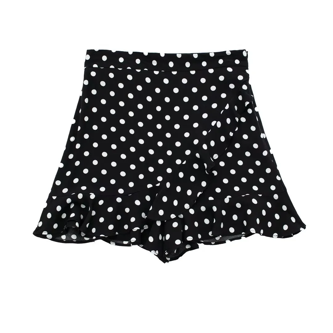 2023 Bolinhas Shorts para as Mulheres Imprimir Plissado Saia Shorts de Mulheres Alta do Verão Shorts de Cintura Mulheres Skort Bermuda Shorts da Mulher